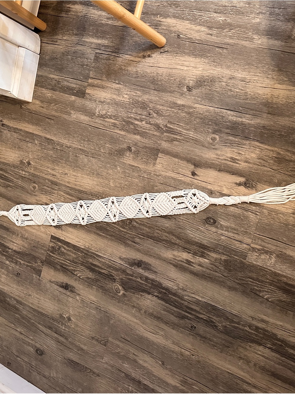 Boho Macramé Belt‎ in White